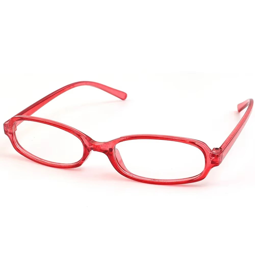 Y2K Women Retro Oval Square Glasses Red Green Frame Glass Eyewear Decorative Computer Anti-Blue Eyeglasses with Seaside Driving